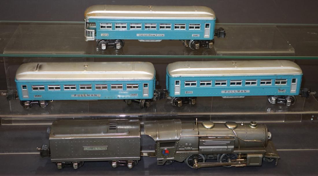 ELECTRIC LIONEL O GAUGE ENGINE WITH CARS (6) PCS, (1 of 1)