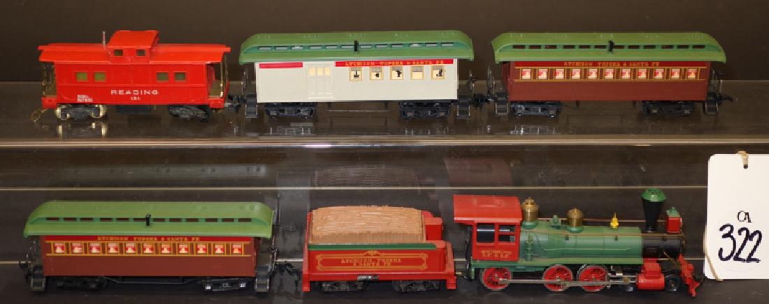 TYCO LOCOMOTIVE PASSENGER CAR (5) PCS.: HO scale; metal and plastic; normal wear; L-5" - 9 1/2", G-VG