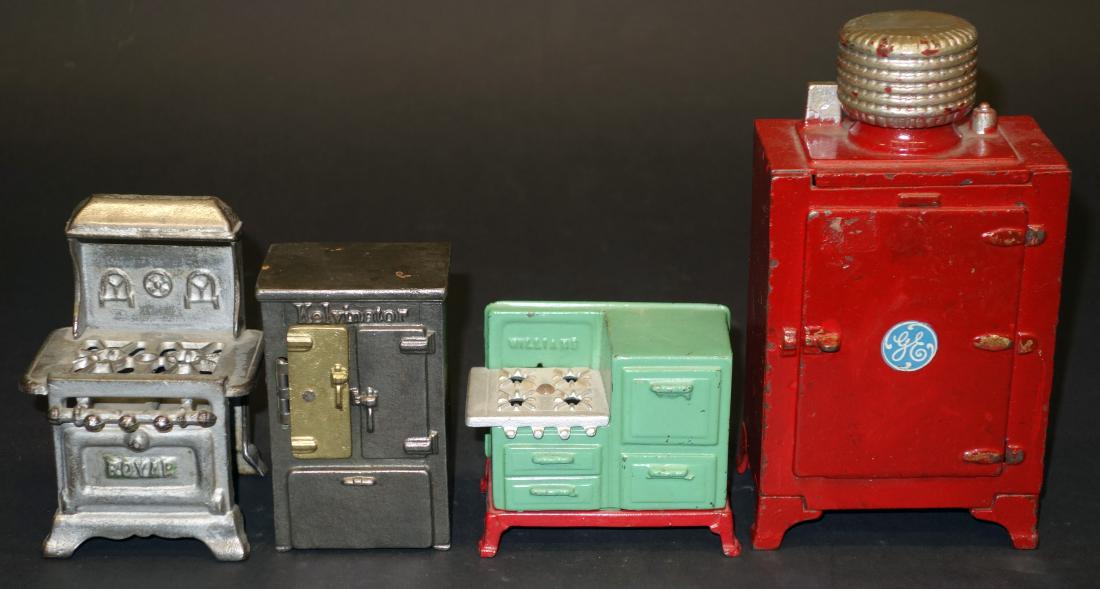 CAST IRON MINIATURE STOVES AND REFRIGERATORS - (4) (1 of 1)