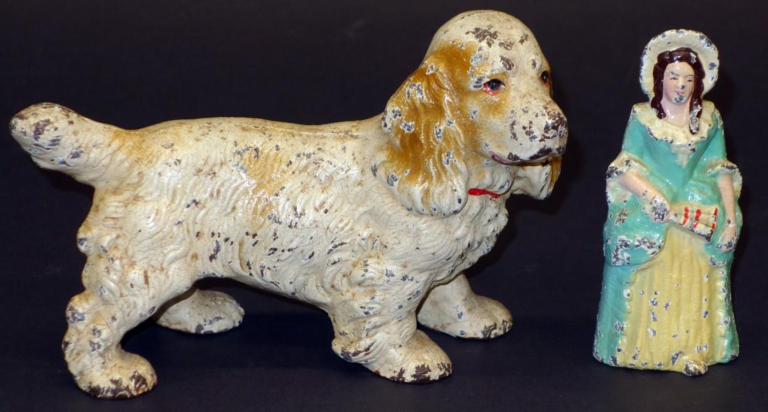 COCKER SPANIEL AND WOMAN WITH FAN DOORSTOPS - (2) (1 of 1)
