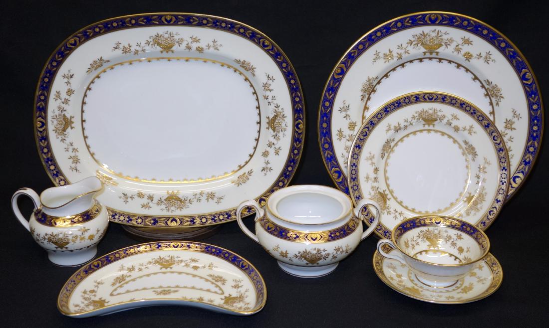 MINTON "DYNASTY" BONE CHINA (38+/-): Raised gold decoration; normal wear; Platter- 13"; G-VG