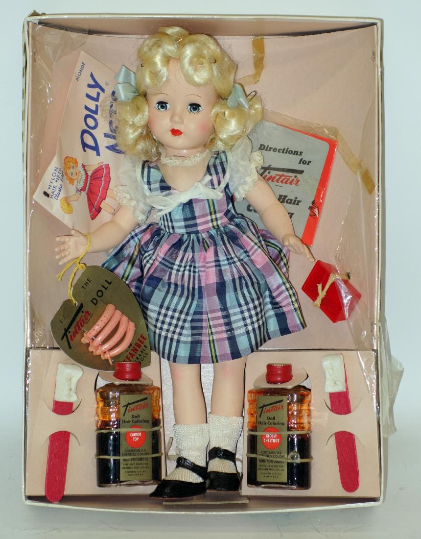 EFFANBEE TINTAIR DOLL: Molded plastic, cloth dressed, original box; H-13", VG-EX