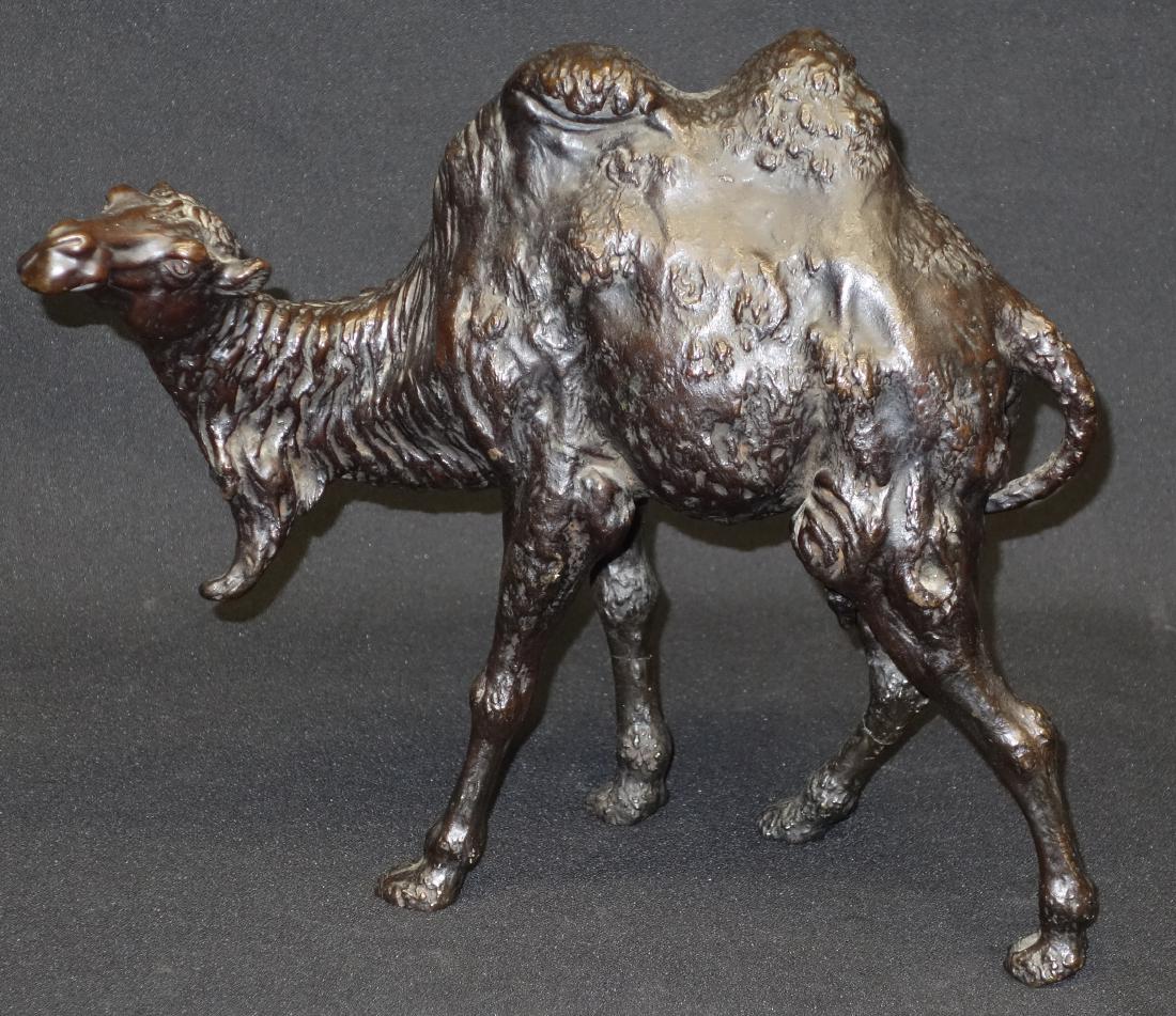 CAMEL BRONZE: Original patina; chop mark and signature underneath; H-10", VG-EX