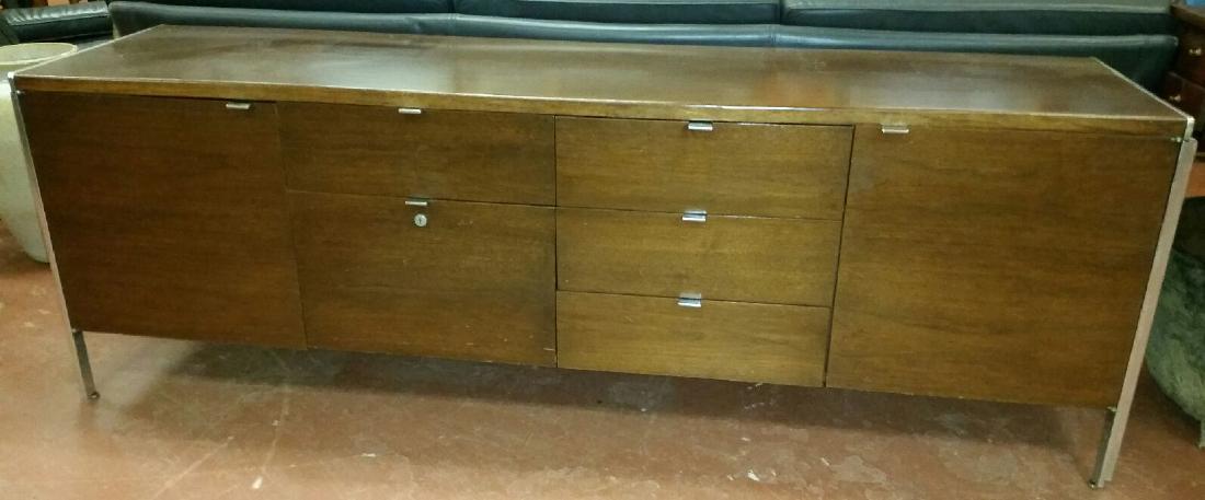 STOW / DAVIS CREDENZA: Wood and chrome; normal wear; H-27", L-79", Depth-21", G-VG
