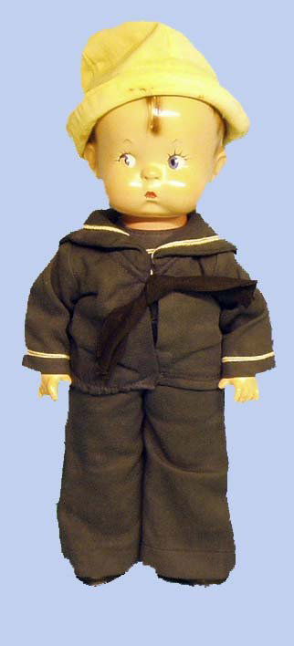 EFFANBEE SKIPPY COMPOSITION SAILOR DOLL: EFFANBEE SKIPPY - Composition, overall great condition; eye iris is chipped; original sailor costume. H-14", VG