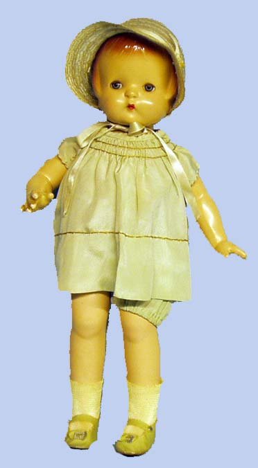 EFFANBEE PATSY ANN COMPOSITION DOLL: EFFANBEE PATSY ANN - Composition, overall great condition; line at left eye and right elbow; appropriate old clothes. H-19", VG