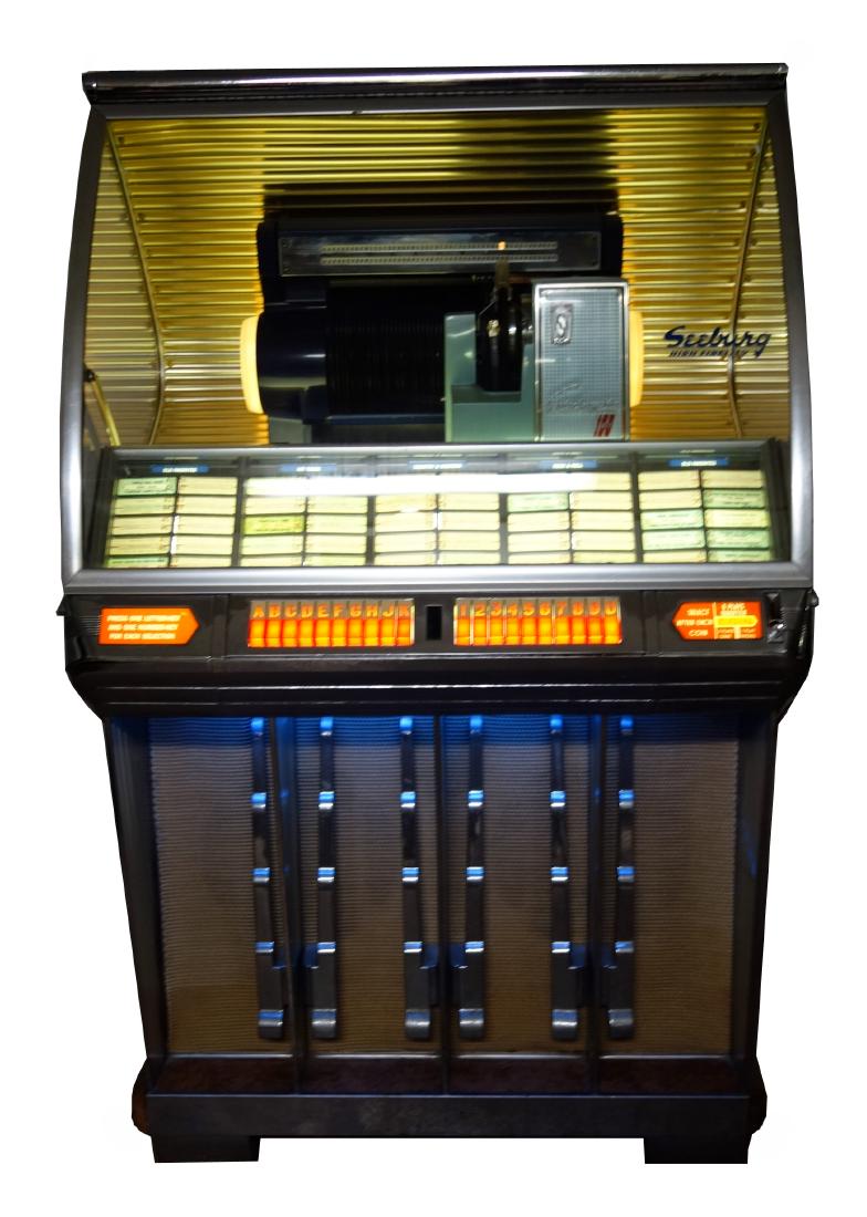JUKEBOX - SEEBURG HIGH FIDELITY: Select-o-matic 100; HF100 R; 59" x 36", VG
