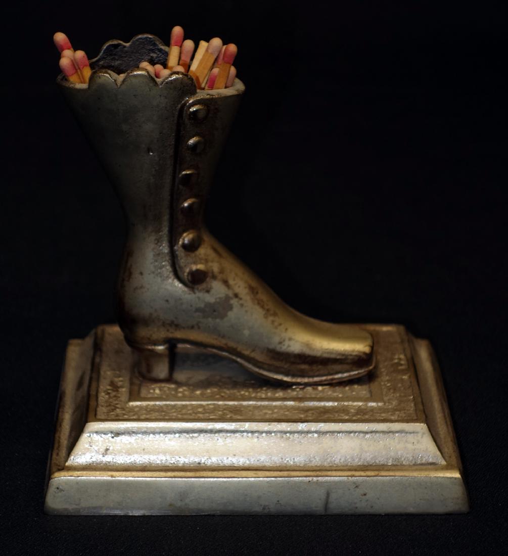 BOOT MATCH HOLDER / STRIKE: Nickel plated cast iron; normal wear; H-5 1/2", G-VG