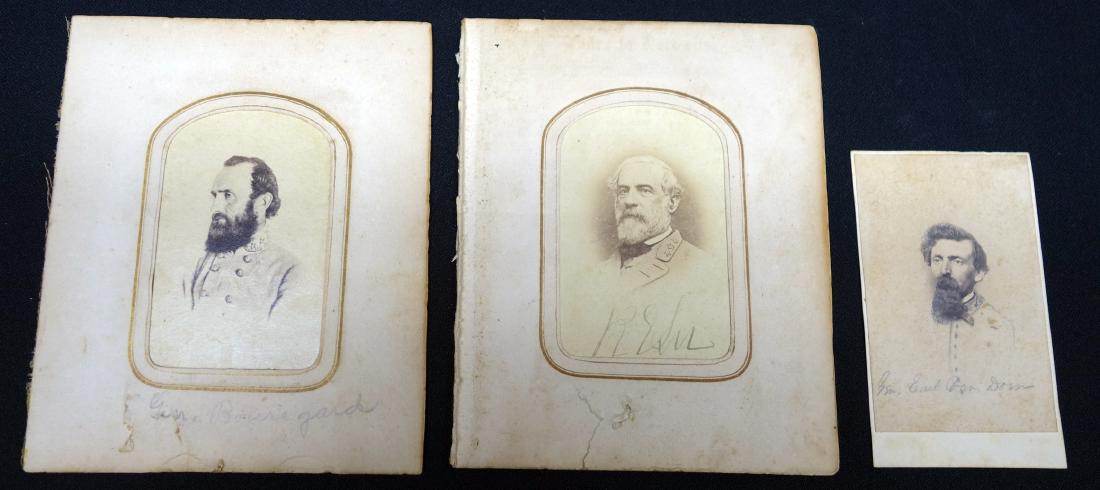 ROBERT E. LEE, ETC. CARTE DE VISITES (4): Identified in pencil or on image; R. E. Lee, Gen. Beauregard, Jefferson Davis, Gen. Earl Van Dorn;