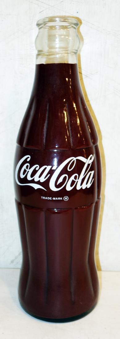 COCA-COLA OVERSIZE DISPLAY BOTTLE: Painted glass, no cap; H-20", G-VG