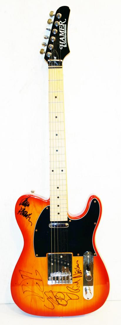 HAMER ELECTRIC GUITAR: Autographed by Cheap Trick; solid body; Slammer Series G5M; 6097790; Korea; soft case; L-39", G-VG