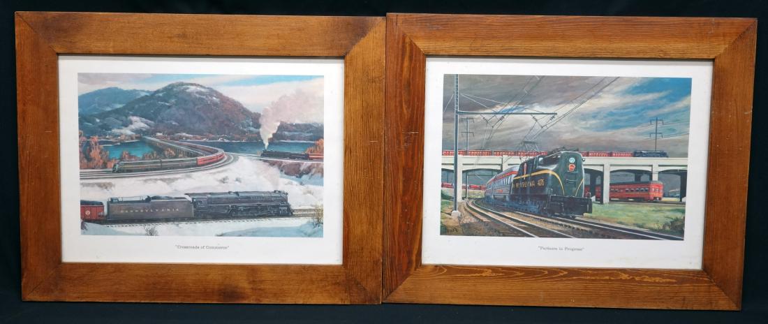 RAILROAD PHOTOS AND PRINTS (6): PRR, etc., framed; largest image 14" x 11", G-VG
