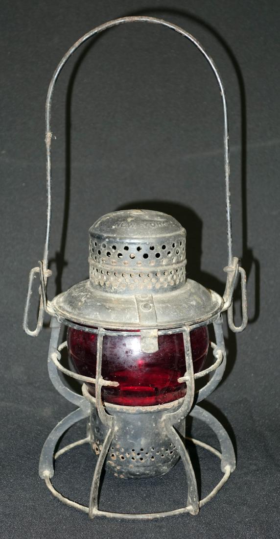 B&O R.R. LANTERN: Armspear, red globe; H-9"