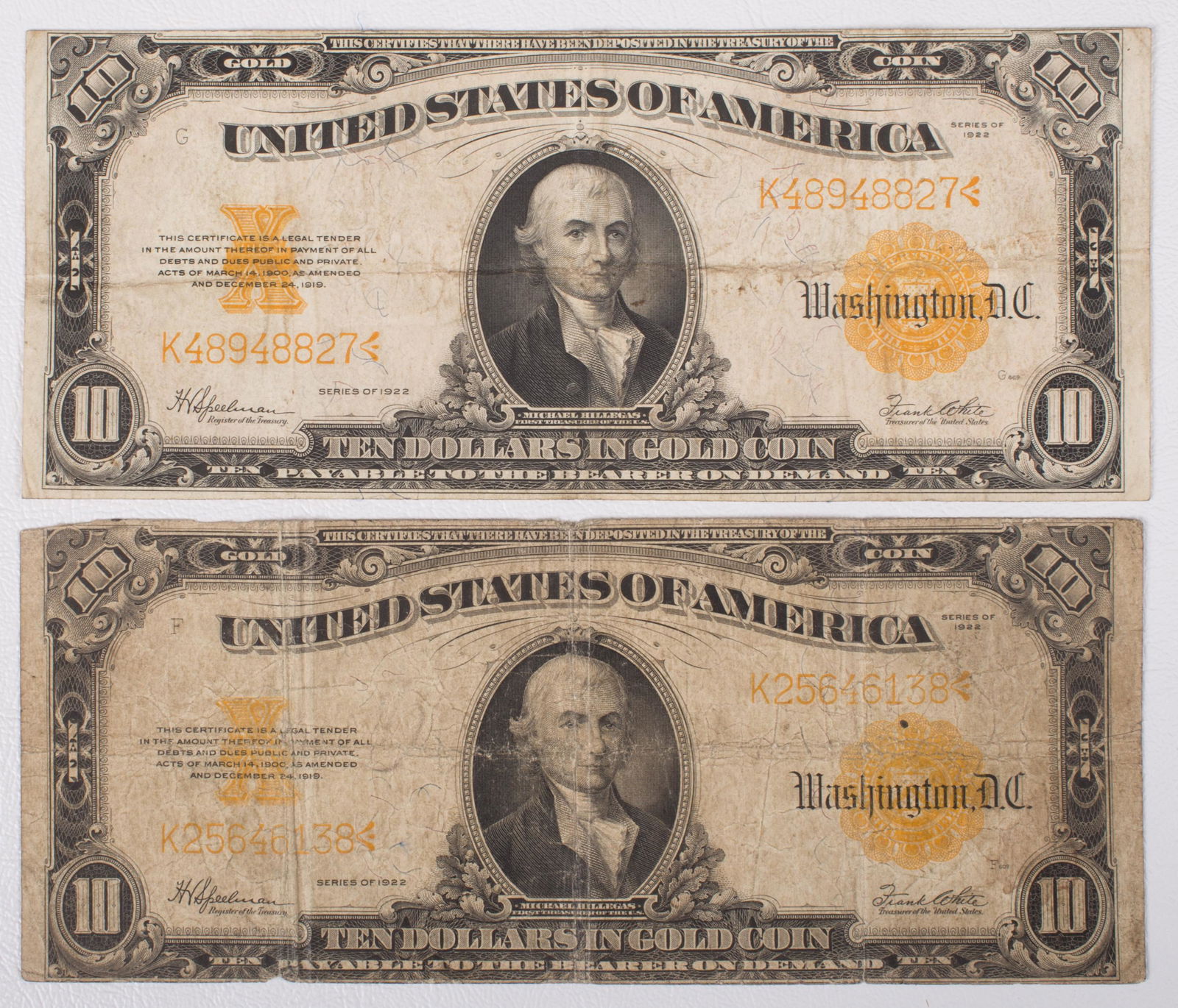 $10 GOLD COIN CERTIFICATES (2) (1 of 2)