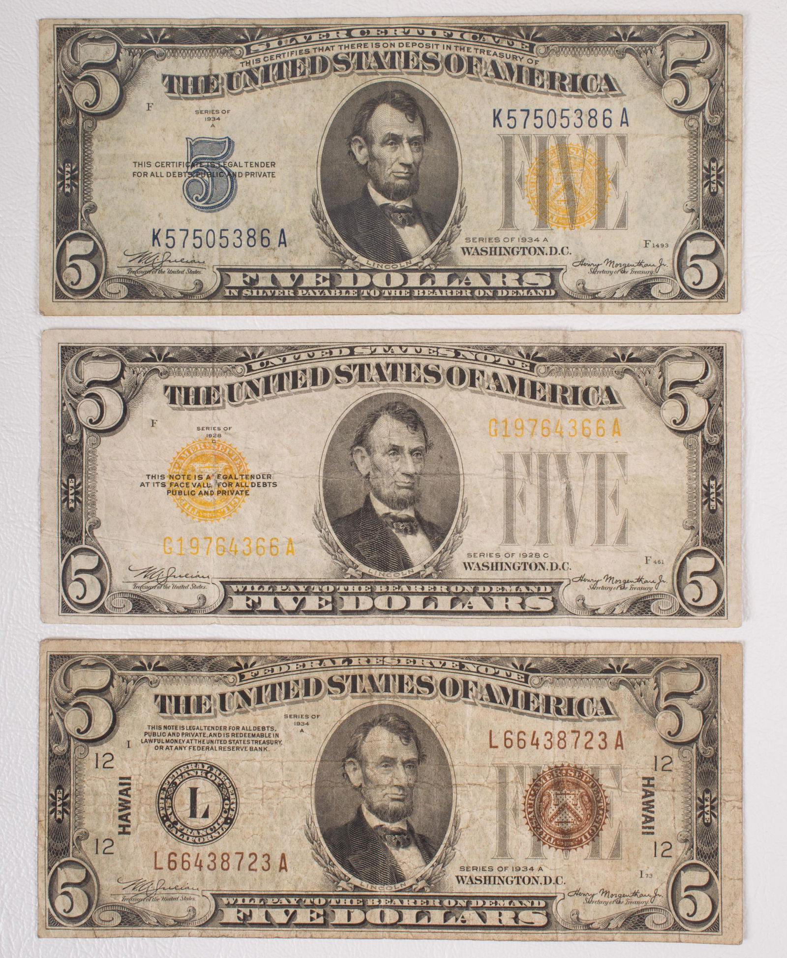 $5 SILVER CERTIFICATE & NOTES (3) (1 of 2)