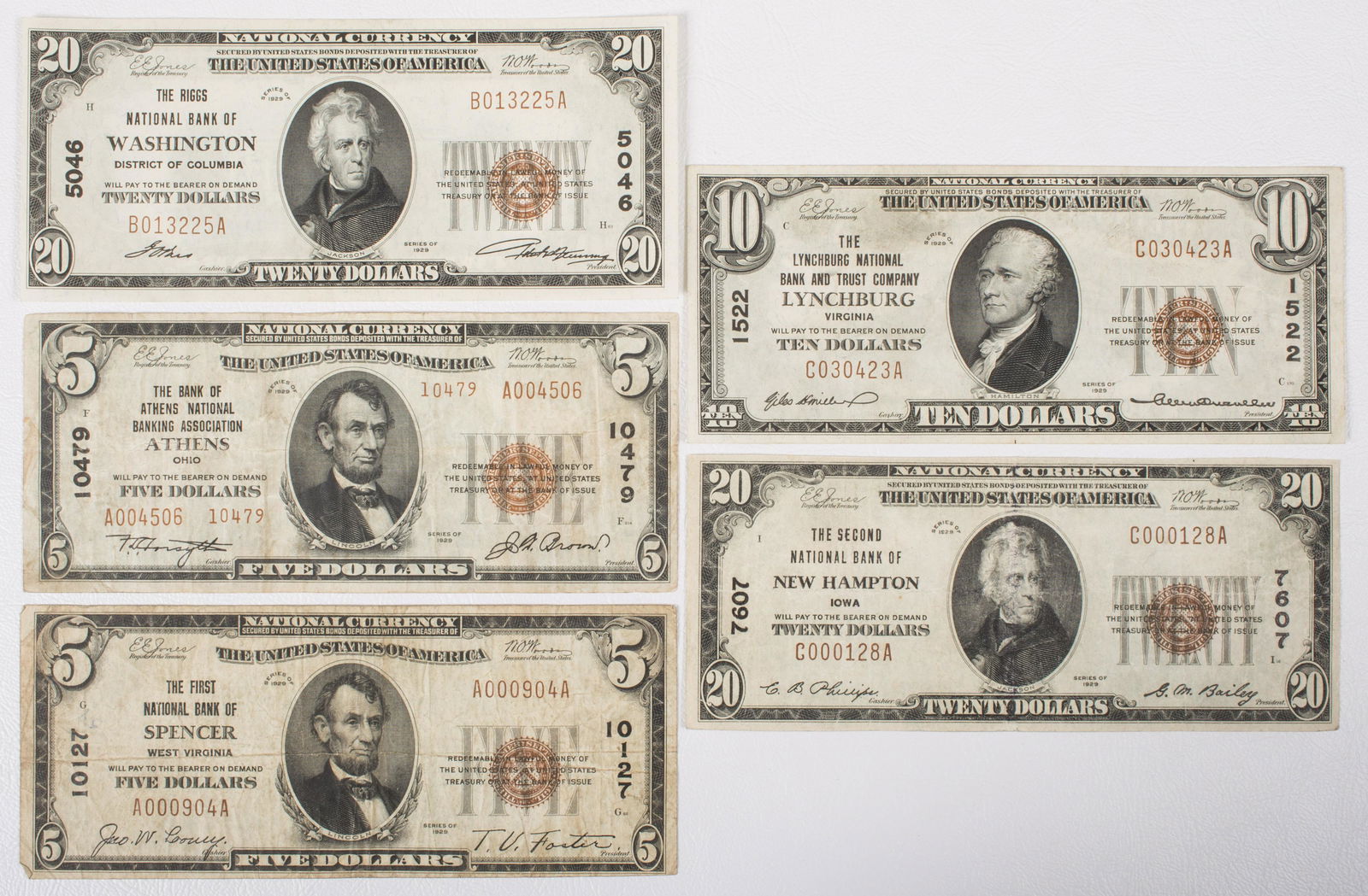 NATIONAL CURRENCY (5) 1929 (1 of 2)