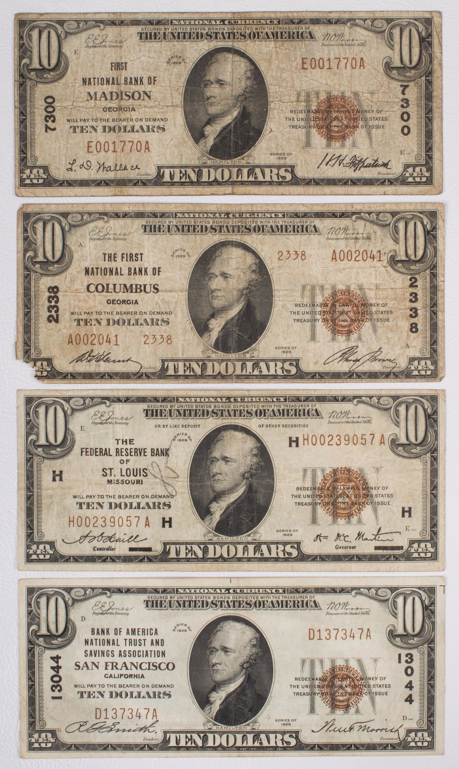 $10 NATIONAL CURRENCY NOTES (4) 1929 (1 of 2)
