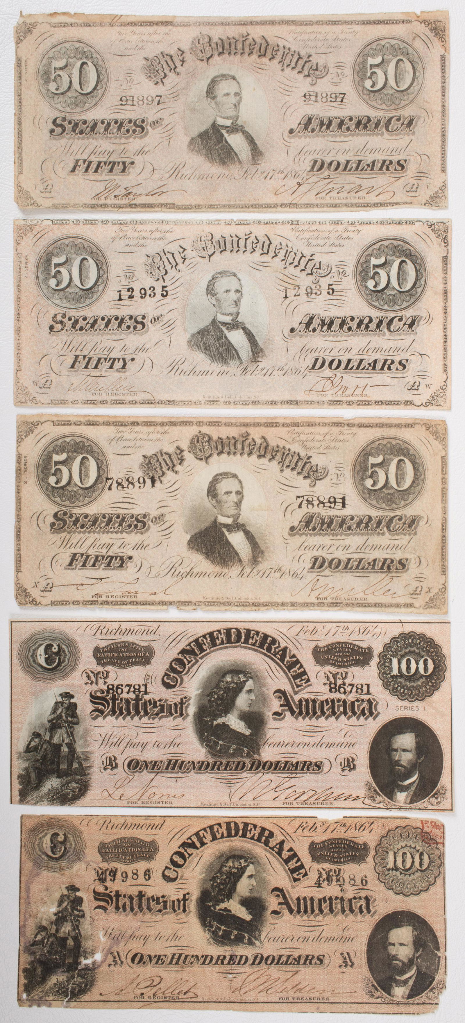 CONFEDERATE CURRENCY (5) (1 of 2)