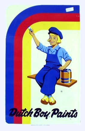 DUTCH BOY PAINT ENAMEL ADVERTISING FLANGE SIGN
