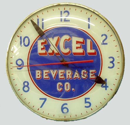 EXCEL BEVERAGE CO. ELECTRIC ADVERTISING CLOCK