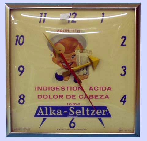 ALKA-SELTZER ADVERTISING CLOCK