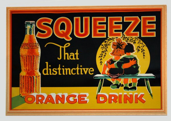 SQUEEZE ADVERTISING TIN SIGN