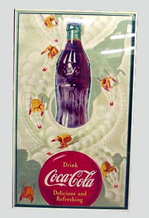 COCA-COLA SKIING ADVERTISING CARDBOARD SIGN