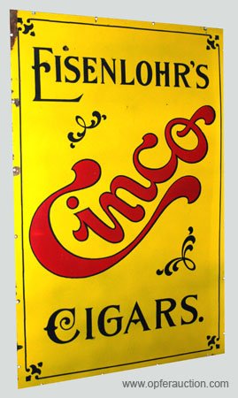 EISENLOHRS CINCO CIGAR ADVERTISING SIGN