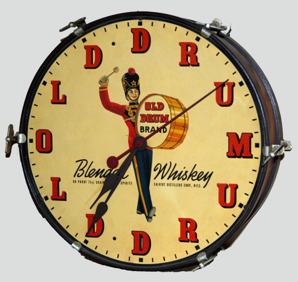 OLD DRUM WHISKEY ADVERTISING CLOCK