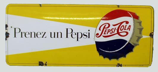 PEPSI COLA ADVERTISING TIN SIGN - FRENCH
