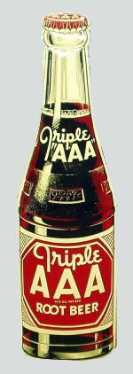 TRIPLE AAA ROOT BEER DIE-CUT BOTTLE ADVERTISING