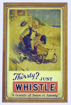 WHISTLE SODA ADVERTISING CARDBOARD SIGN