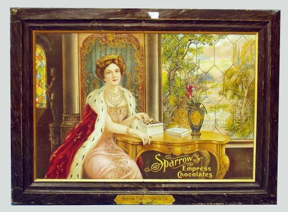 SPARROWS CHOCOLATES ADVERTISING TIN SIGN