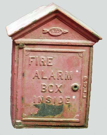 EMBOSSED CAST IRON FIRE ALARM BOX EXTERIOR