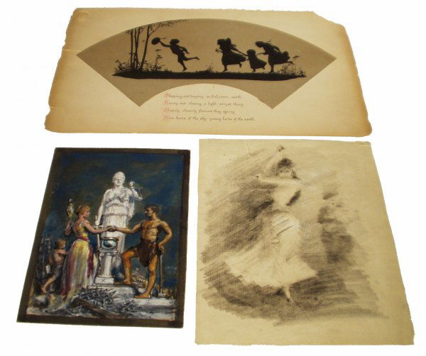 HARPER PENNINGTON, ETC. ARTWORK: HARPER PENNINGTON ARTWORK - Group of sketches; large assortment (44 +/-); pen and inks, watercolors, etc.; some comical, silhouettes, etc.; other artists included, some unsigned; various