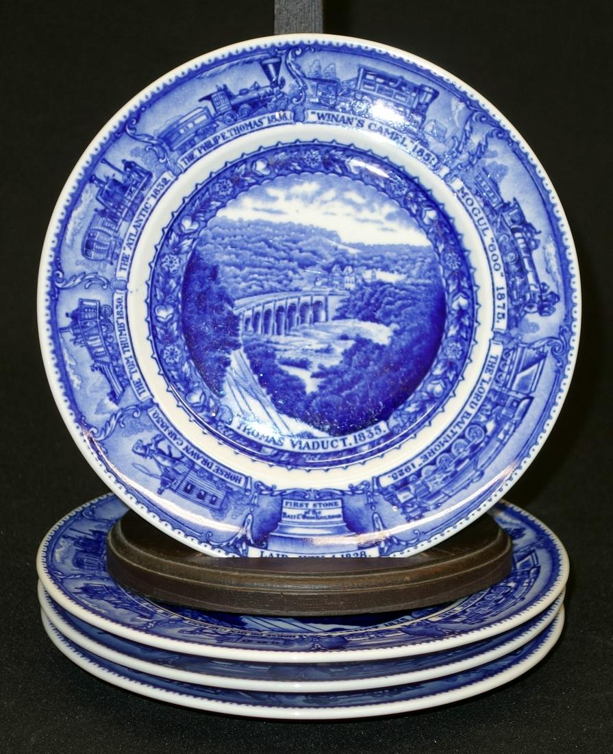 B&O BREAD & BUTTER PLATES (4): Thomas Viaduct; Lamberton China - Design Patented; Dia.-6 3/4", VG-EX