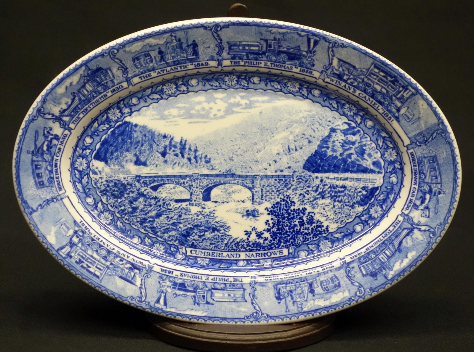 B&O OVAL PLATTER: Cumberland Narrows; Railroad Sterling, Lamberton China; L-12"