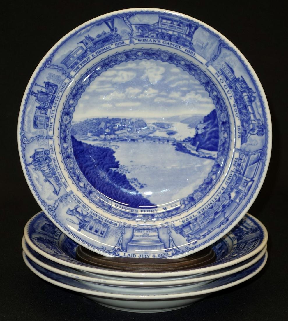 B&O SOUP BOWLS (4): Harpers Ferry; Lamberton China, Design Patented; Dia.-9", VG-EX