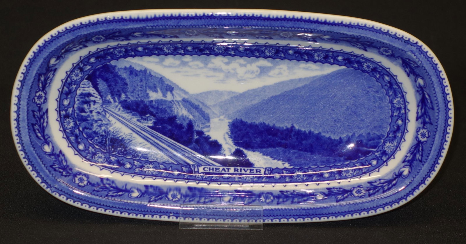 B&O CELERY DISH: Cheat River; Lamberton China, Design Patented; L-12", VG-EX