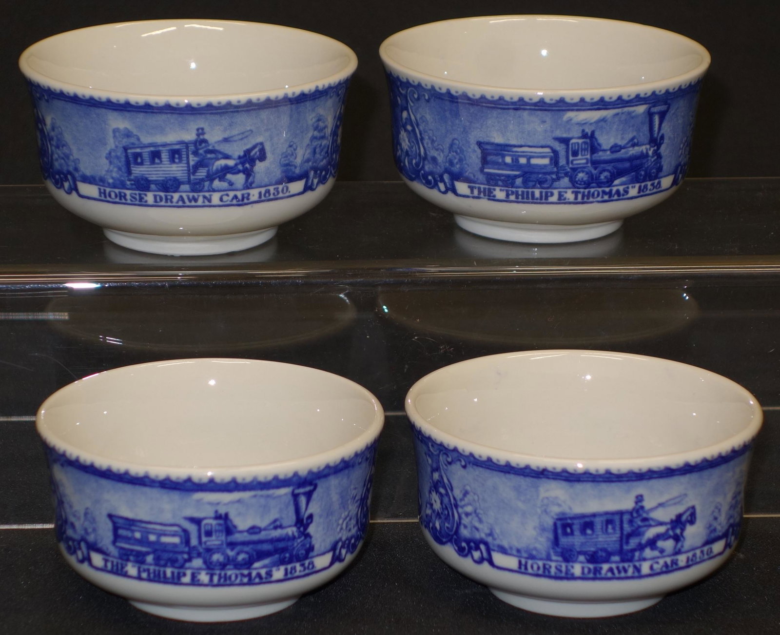 B&O BOWLS & UNDERPLATES: All Lamberton China, Design Patented; (4) Thomas Viaduct underplates, Dia.-6", (8) bowls, Dia.-3 3/4", VG-EX