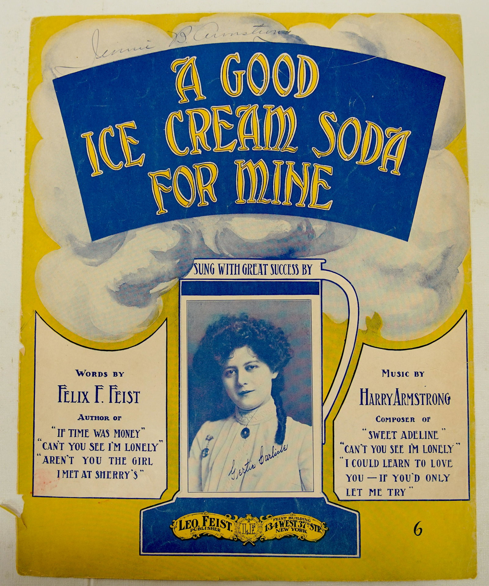 SODA FOUNTAIN & ICE CREAM EPHEMERA (60+/-): Sheet music, magazine covers, advertising pages, early engravings; compiled in binder; binder 15" x 13", F-G