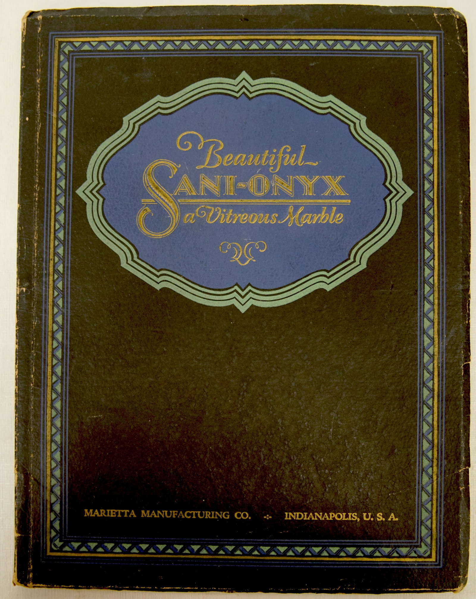 SODA FOUNTAIN MATERIALS, COLORS, SUPPLY CATALOGS (4): (2) Sani-Onyx catalogs; (1) Formica flyer; (1) binder with numerous suppliers with pictures and price lists, includes Sepco, Sani, Vitrolite, etc.; normal wear; largest 11" x 8", G-VG