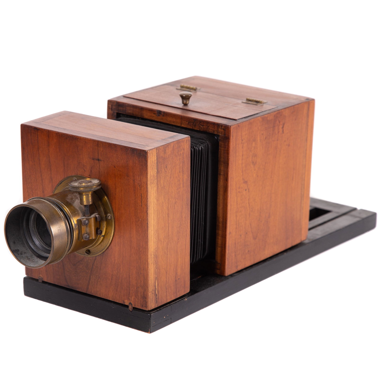REPRO LEWIS DAGUERREOTYPE CAMERA: 1/6 plate; wood with black bellows; Williams Brown Eagle lens; H-7", L-16", VG-EX