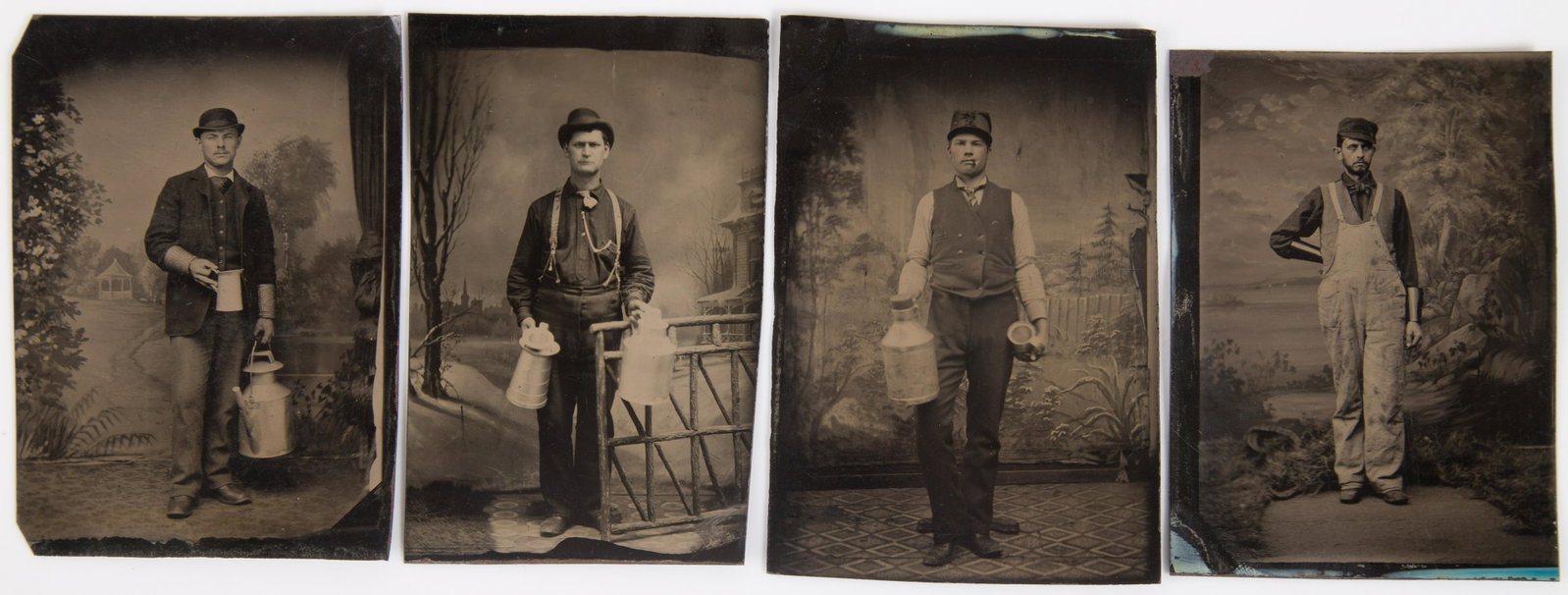 OCCUPATIONAL TINTYPES - TIN SMITHS (4): 6th plate; no mats; no cases; normal wear; VG-EX