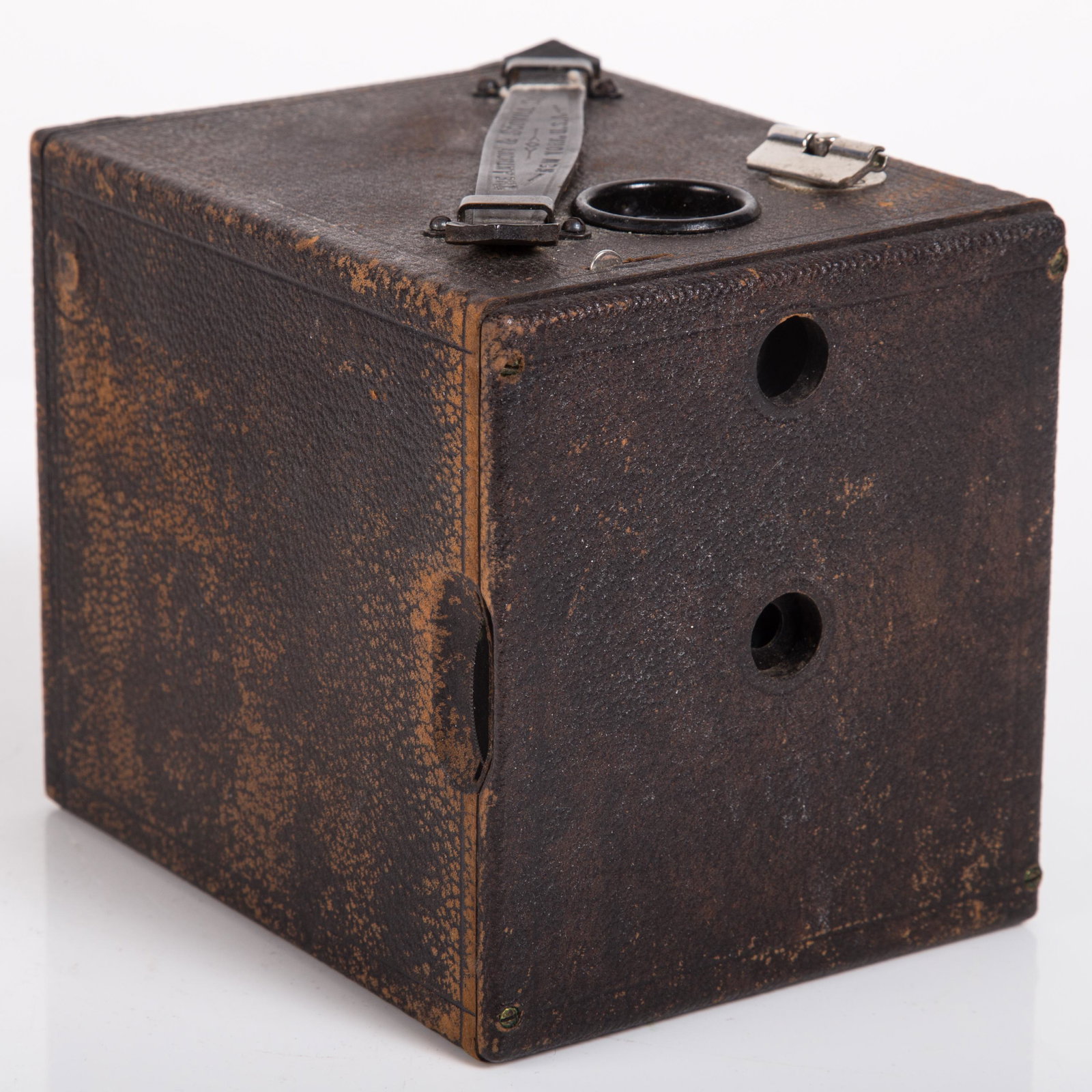 ANTHONY SCOVILL BOX CAMERA: Leather over wood; wear; L-5 1/2", G-G+