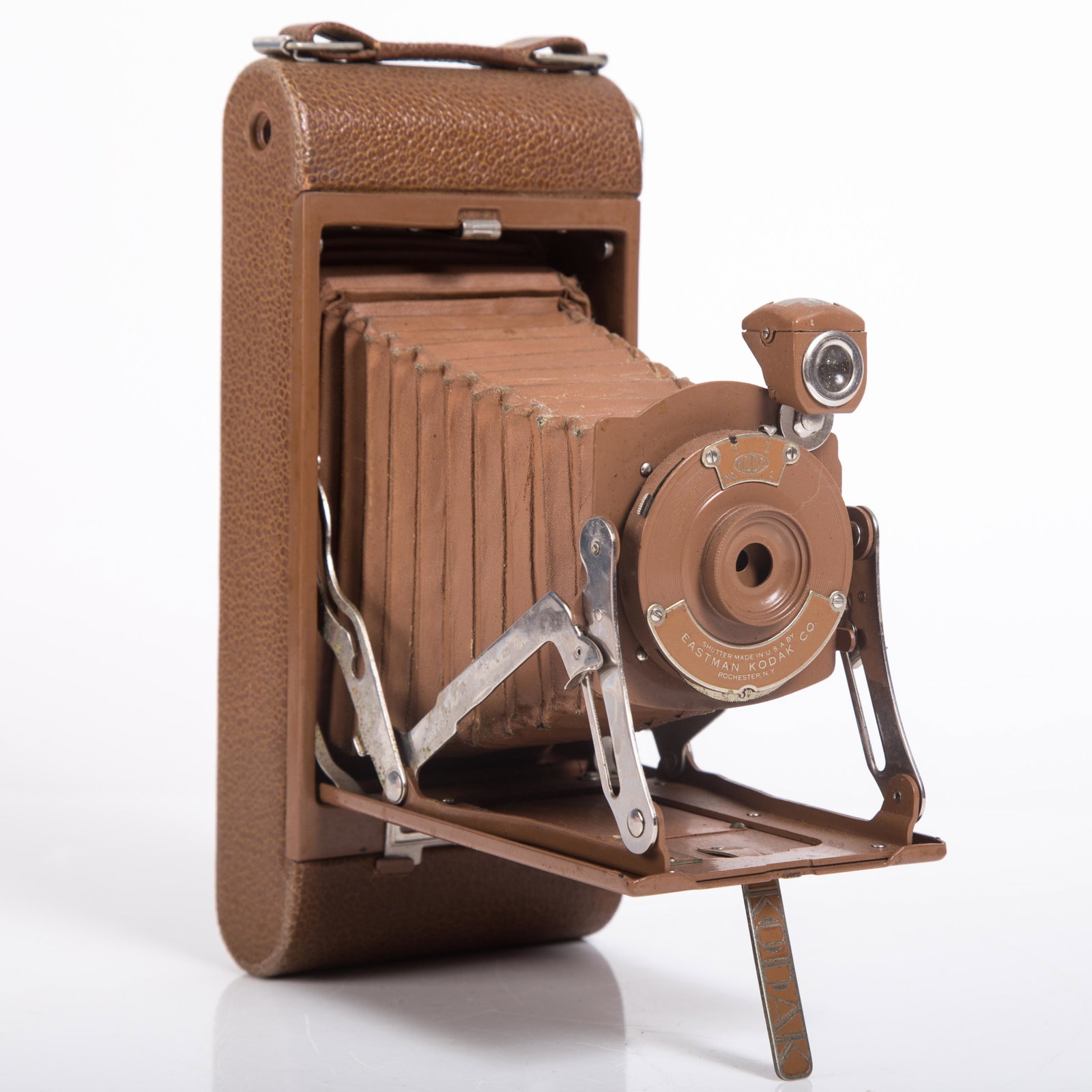 KODAK POCKET JUNIOR CAMERA #1A: Folding; bellows worn, small holes; normal wear; L-8", G-VG