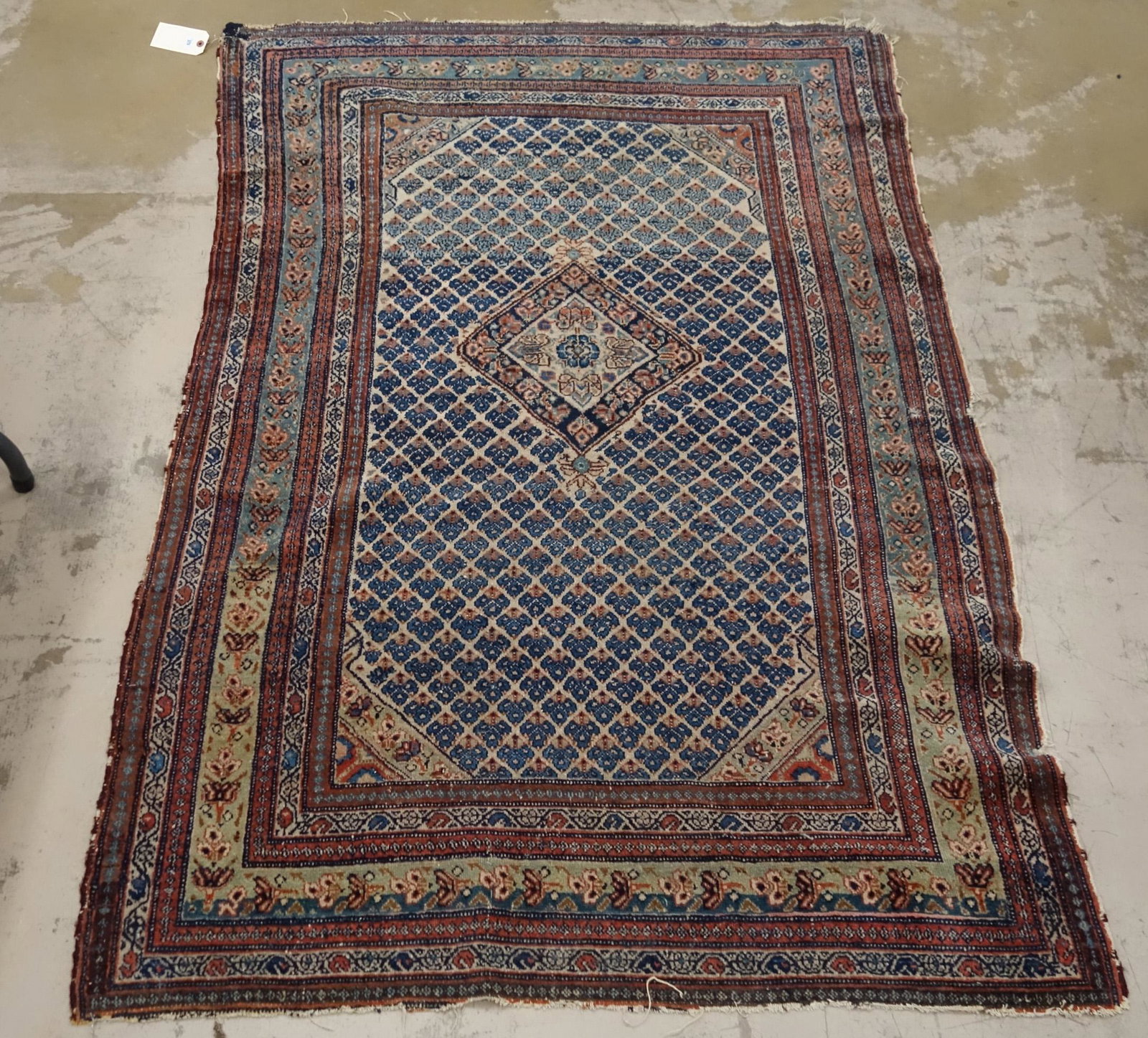 THROW RUG: Fringe loss and edge wear; 76" x 48", G
