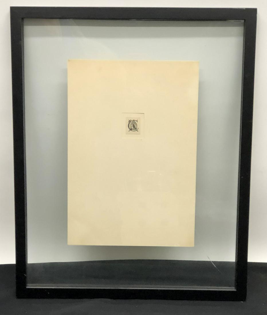 ROBERT GIBBINGS ATTRIBUTION WOOD CUTS (5): (5) Miniature wood cuts; (4) alphabet; image- 2 1/2” x 2 3/4”; VG-EX