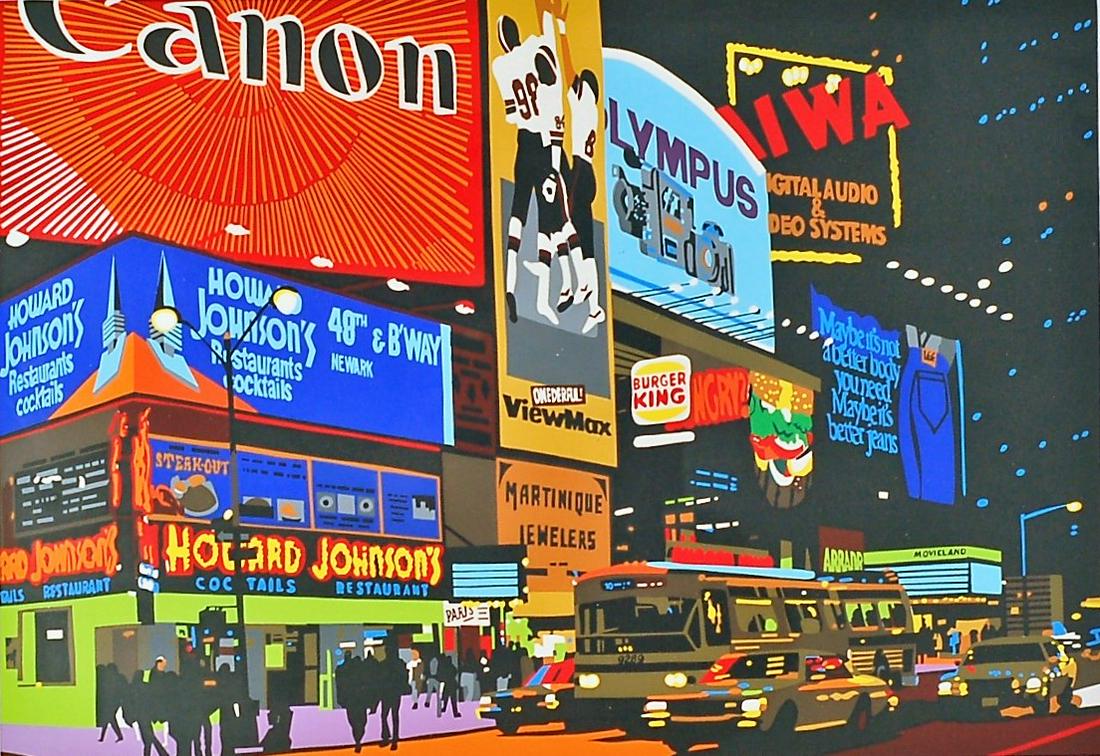 “TIMES SQUARE” SCREEN PRINT: Artist proof; signed and dated Jonathan Craig English '88 in pencil lower right; framed and matted; image- 17” x 23”; VG-EX