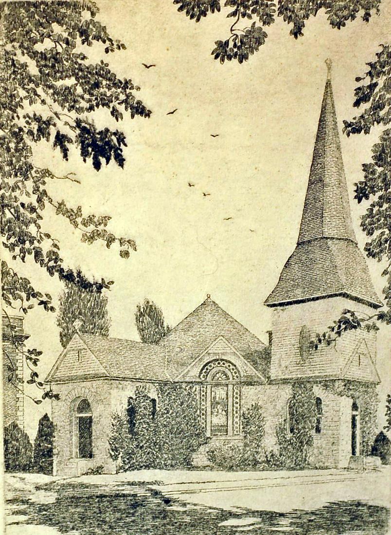 DON SWANN ETCHINGS (2): (1) “Baker Chapel” (Western Maryland Lobby), signed limited edition print #151/300, framed and matted, image- 8 1/2” x 6”; (1) “Mt Vernon” limited edition $208/300, signed, framed and matt